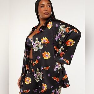 Savage X Fenty Night Blooms Oversized Button Up Sleep Shirt Womens Size Medium